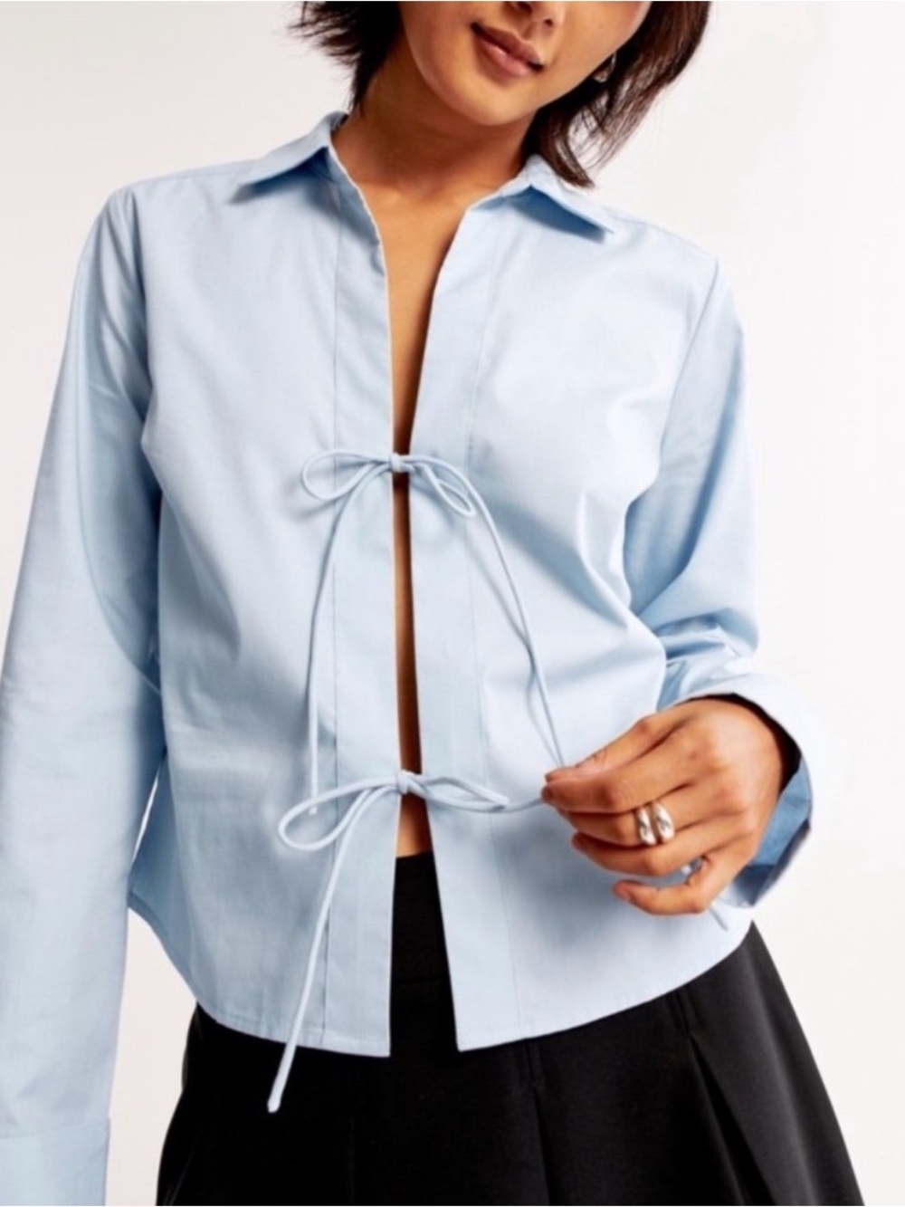 Abercrombie & Fitch Poplin Front Tie Shirt
